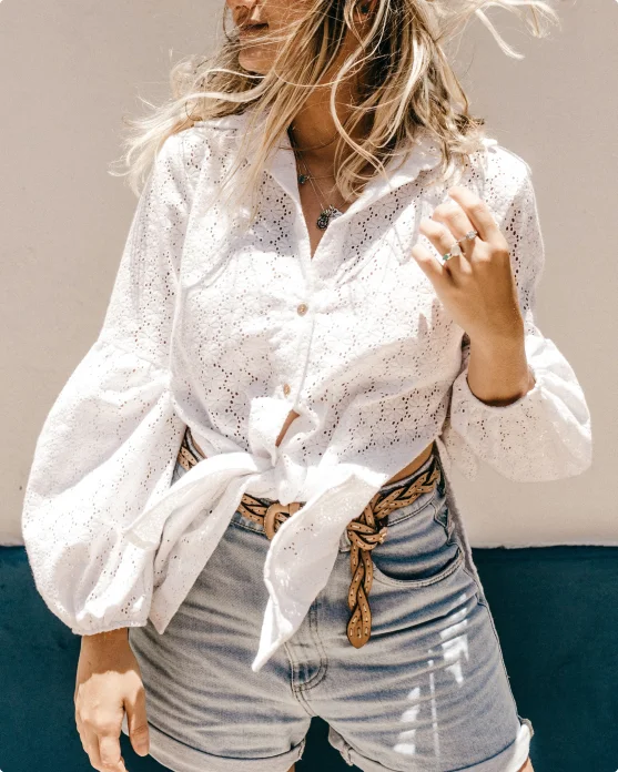 Infinite Elegance: White Brisk Clothing Selection